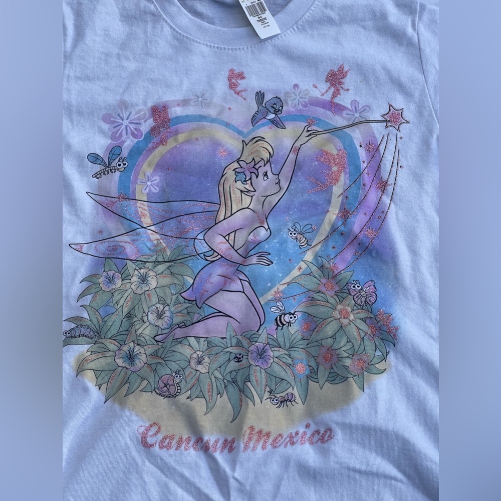 Cancun Mexico Girl’s Short Sleeve SUNLIGHT UP Fairy Souvenir Cotton T-Shirt 4Y